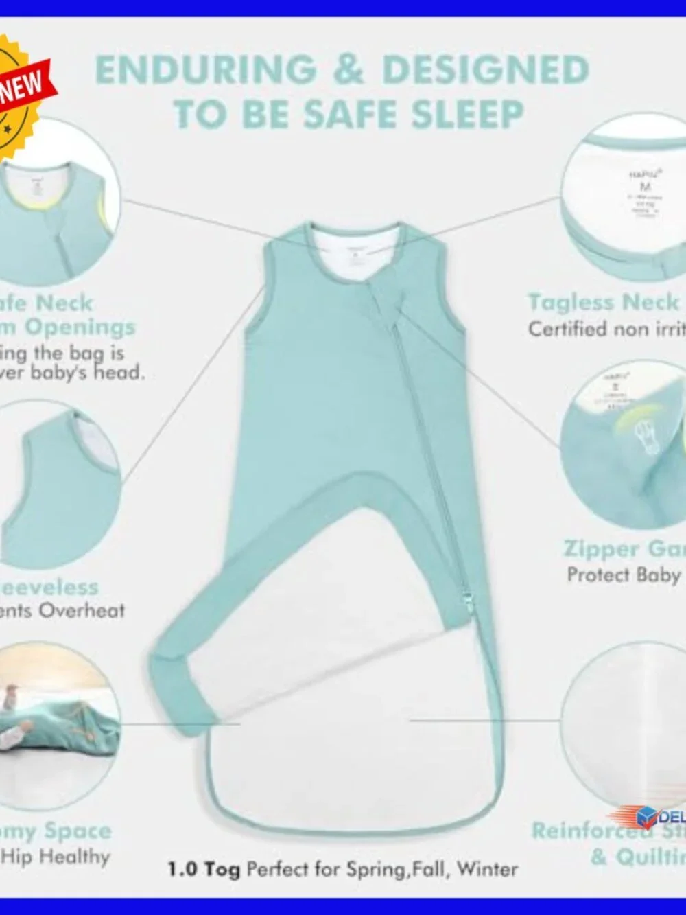 Baby Sleep Sack Wearable Blanket 6-18 Months Bamboo Rayon TOG 1.0